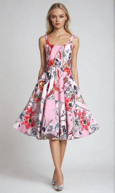 Knee-Length Short Pink Print Party Dress BYC-6538 Versatile party dresses for any occasion